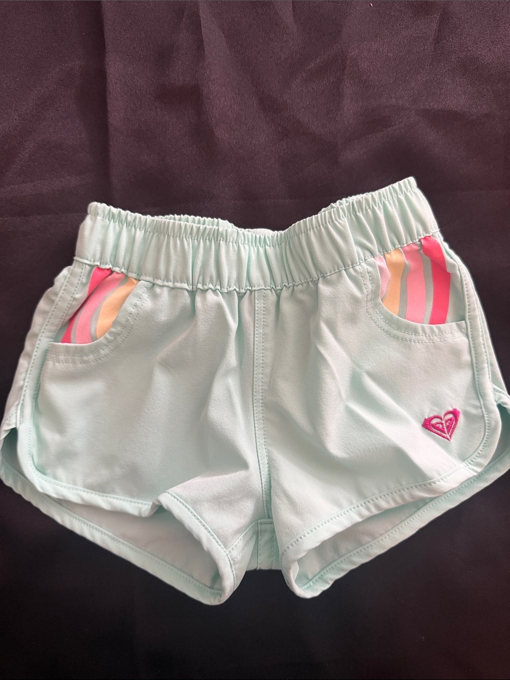 Roxy Girls Mint Shorts with Pink & Peach Pocket Stripes